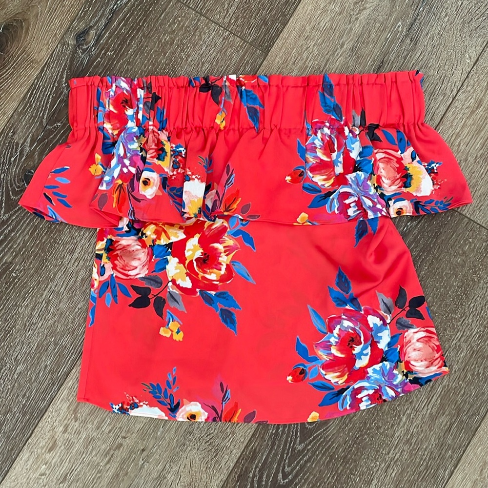 Express Off The  Shoulder Floral Printed Blouse Top